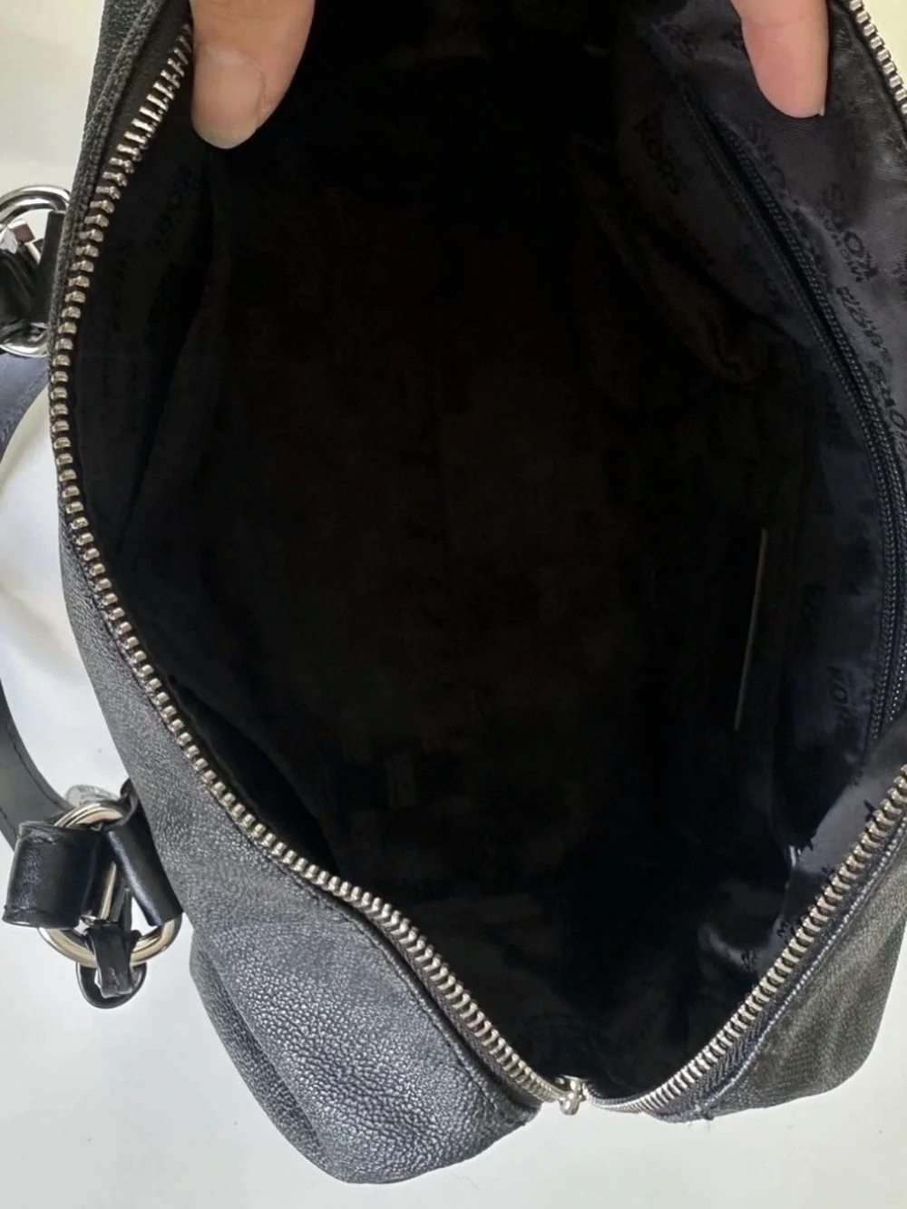 Michael Kors Black MK Logo Dome Satchel with Silver Hardware Grayson